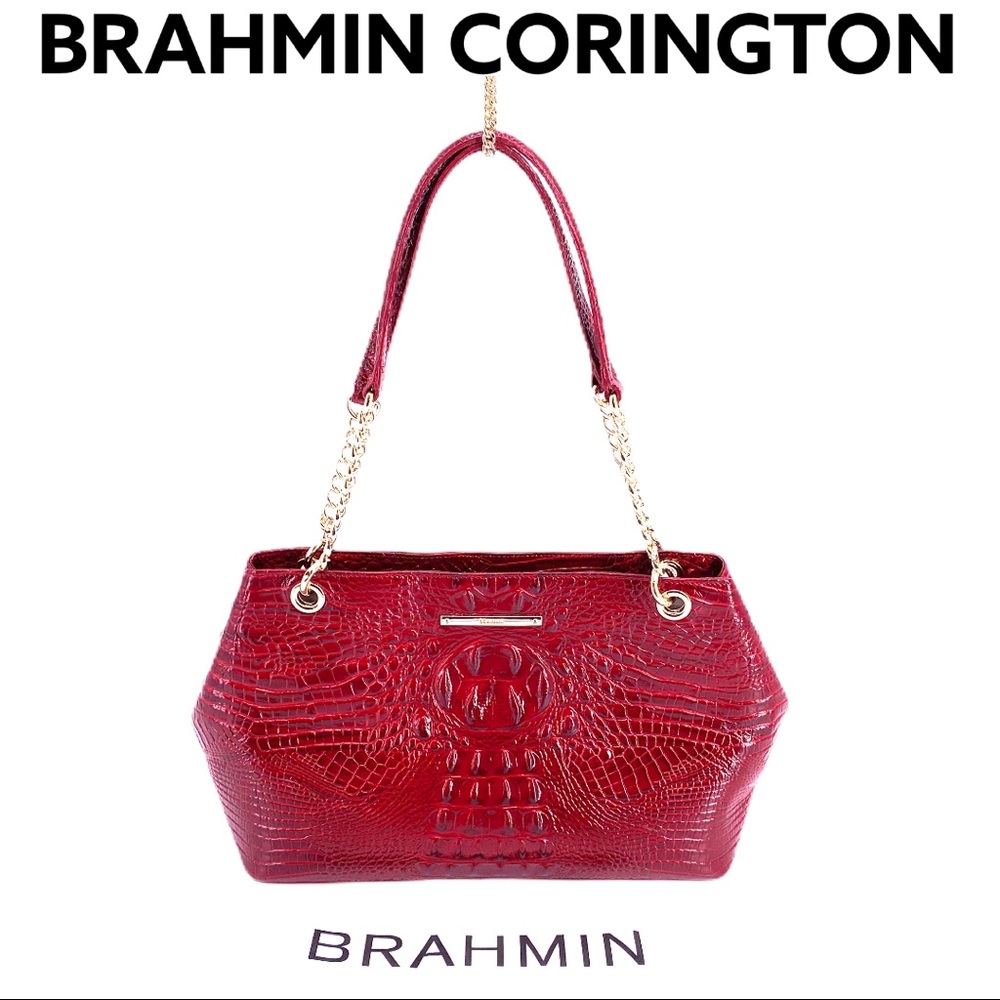 BRAHMIN CORINGTON CARMINE RED CORINGTON TOTE
